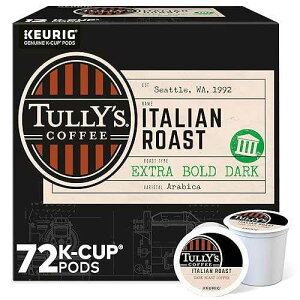 Tully's Coffee Italian Roast, Keurig Single-Serve K-Cup Pods, Dark Roast Coffee, 72 Count