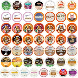 Variety Pack of Coffee, Tea, and Hot Chocolate - Great Sampler of Coffee, Tea, and Hot Cocoa for Keurig K Cups Machines - Great Gift for Coffee Lovers, No Duplicates, 50 Count (Pack of 1) Crazy Cups Variety Pa