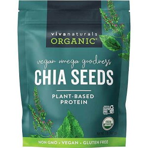 Viva Naturals Organic Chia Seeds, 2 lb, 32 Oz - Plant-Based Omega-3 and Vegan Protein, Gluten Free & Non-GMO, Perfect for Smoothies, Salads & Chia Pudding Viva Naturals Organic Chia Seeds, 2 lb, 32 Oz Plant-Base