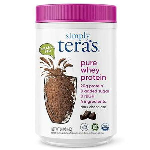 Simply tera's Pure Whey Protein Powder - Dark Chocolate Clean Whey Protein Powder, Made Without Artificial Sweeteners, Clean Label, Non-GMO, Kosher, rBGH-Free - 12 Oz