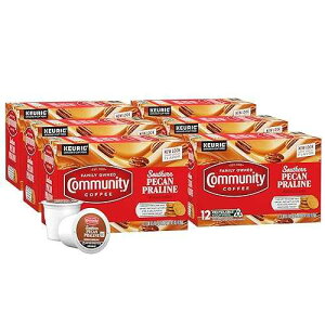 Community Coffee Southern Pecan Praline Flavored 72 Count Keurig K-Cup Coffee Pods, Medium Roast, 12 Count (Pack of 6)