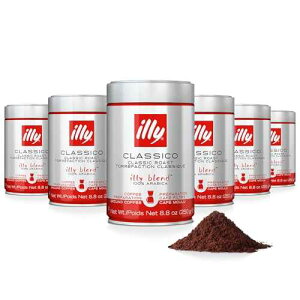 illy Ground Drip Coffee, Classico Medium Roast, 100% Arabica, Premium Italian Coffee, Pre-Ground for Drip Brewers, 8.8 oz, 6 Pack