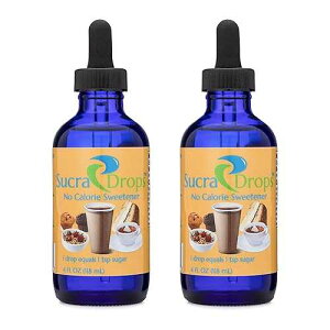 SucraDrops 2-4 oz Bottles of Premium Liquid Sucralose Sweetener, 1,180 Servings x 2 drops per serving size, totaling 2,360 drops each