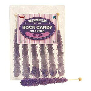 Extra Large Rock Candy Sticks: 6 Purple Rock Candy Sticks - Grape - Individually Wrapped for Party Favors, Candy Buffet, Showers, Receptions, Old Fashioned Espeez Bulk Candy on a Stick