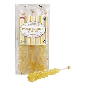 Extra Large Rock Candy Sticks: 12 Gold Crystal Rock Candy Sticks - Original Flavor - Individually Wrapped for Party Favors, Candy Buffet, Bridal and Baby Showers, Wedding Receptions and Anniversaries Espeez Extra Large