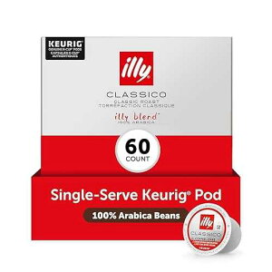 Illy Coffee K-Cups - Compatible Pods for Keurig Coffee Maker - Classico Medium Roast Coffee - Notes of Caramel, Orange Blossom & Jasmine - 10 Count (Pack of 6)