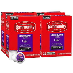 Community Coffee New Orleans Blend 96 Count Coffee Pods, Special Dark Roast, Compatible with Keurig 2.0 K-Cup Brewers, 24 Count (Pack of 4)