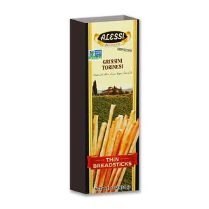 Alessi Imported Breadsticks, Thin Autentico Italian Crispy Bread Sticks, Low Fat Made with Extra Virgin Olive Oil, 3oz (Thin, 3 Ounce (Pack of 12))