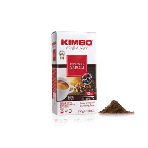 Kimbo Espresso Napoli Ground Coffee / Dark Roast / Intense Aroma & Long Lasting Flavor / 10/13 Intensity / 8.8 oz (250g) Brick