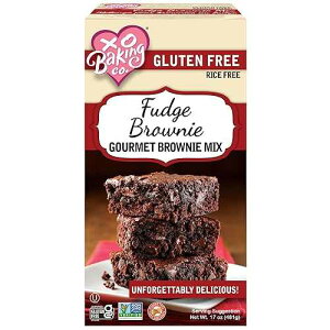 XO Baking Co. Gluten Free Fudge Brownie Gourmet Brownie Mix; Non-GMO; Kosher; Rice Free; Dairy Free; Peanut Free; No Preservatives; No Artificial Flavors or Colors, 17oz