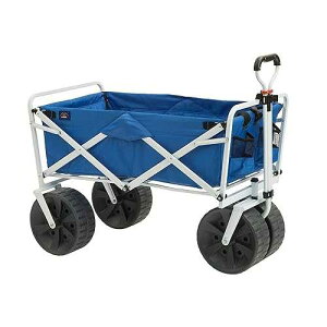 Mac Sports Heavy Duty Collapsible Folding All Terrain Utility Beach Wagon Cart, Blue/White MacSports Mac Sports Heavy Duty Collapsible Folding All Terrain Utility Beach Wagon Cart, Blue/White