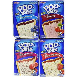 Pop Tarts Variety Pack, Frosted FRUIT Flavors: Strawberry, Blueberry, Cherry, and Raspberry. Bundle of 4-8 Count Boxes, 1 of Each Flavor. Great Care Package or Gift Pop-Tarts Pop Tarts Variety Pack, Frosted FRUIT Fl