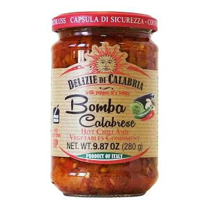 Bomba Calabrese Italian Hot Sauce Spread / Spicy Italian Seasoning Made with Authentic Calabrian Chili - Fiery Hot Dipping Salsa for Pizza Base, Pasta, Salad Dressing & Spaghetti Recipe, 9.87 oz Delizie di Calabria Bo
