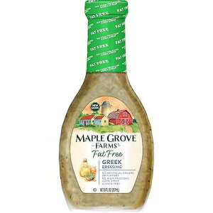 Maple Grove Farms Fat Free Salad Dressing, Greek, 8 Ounce