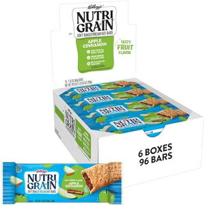 Nutri-Grain Breakfast Bars, Made with 14g Whole Grains, Snack Bars, Apple Cinnamon (6 Boxes, 96 Count) Nutri Grain Nutri-Grain Breakfast Bars, Made with 14g Whole Grains, Snack Bars, Apple Cinnamon (6 Boxes, 96