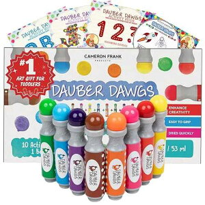Dauber Dawgs Washable Dot Markers for Toddlers - Bingo Markers for Dot Art w/ PDF Activity Books, Dot Paints Washable for Kids, Bingo Dabbers Dotters & Dobbers, Holiday Gifts Daubers, Dot Painting Cameron Frank Produ