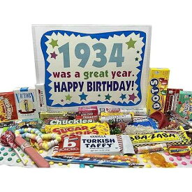 RETRO CANDY YUM ~ 1934 92nd Birthday Gift Box of Nostalgic Retro Candy Mix from Childhood for 92 Year Old Man or Woman Born 1934