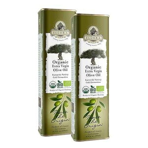 Ellora Farms, Organic Extra Virgin Olive Oil, High in Phenols, Cold Press, Traceable Single Origin Extra Virgin Greek Olive Oil, Kosher, 17 oz. tin, Pack of 2