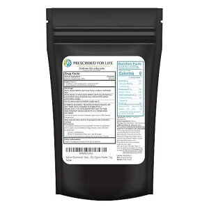 Prescribed For Life Sodium Bicarbonate Powder, Organic Aluminum Free Baking Soda, Bicarbonato de Sodio en Polvo, USP Grade (1kg / 2.2lb)