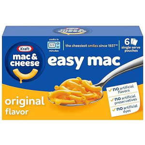 Kraft Easy Mac and Cheese, 6 Packets, for Easy Dinner or Dinner Sides, Original Flavor, No Artificial Flavors, Preservatives or Dyes, 12.9 oz Kraft Mac & Cheese Kraft Easy Mac and Cheese, 6 Packets, for Easy Di