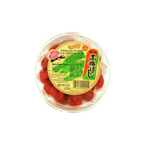 Shirakiku Salted Plums Aka Umeboshi / Japanese Umeboshi for Salad Dressings, Cooked Vegetables, and Sauces / Plum, Salt, Monosodium Glutamate / 8.46oz, 1 Pack