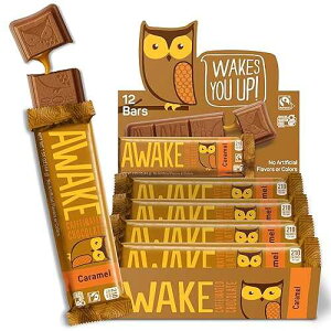 Awake Caffeinated Chocolate Energy Bar, Caramel Chocolate Energy Bar, 1 Bar Equals 1 Cup of Coffee, 12 Bars (18.6 oz)