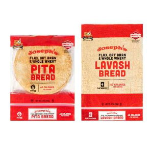 Joseph's 2-Pack Value Variety Bundle, Flax Oat Bran Whole Wheat Lavash Bread (4 Lavash Squares Total) and Pita Bread (6 Pita Loaves Total), Fresh Baked