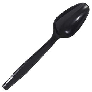 Daxwell Plastic Teaspoons, Medium Heavyweight Polypropylene (PP), Wrapped, Black, A10003701 (Case of 1,000)