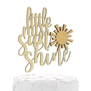 NANASUKO Cake Topper - little miss sunshine - double sided gold glitter with sunshine embellishment - Premium quality Made in USA