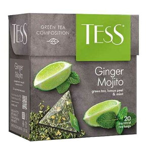 Green tea TESS Ginger mojito lemon peel and mint Beverages Grocery Gourmet Food [20 pyramids of tea bags] TESS tea Green tea TESS Ginger mojito lemon peel and mint Beverages Grocery Gourmet Food [20 pyramids of tea