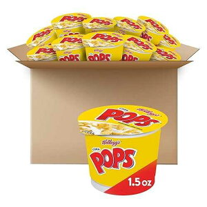 Kellogg's Corn Pops Cold Breakfast Cereal Cups, 8 Vitamins and Minerals, Kids Snacks, Original (12 Cups)