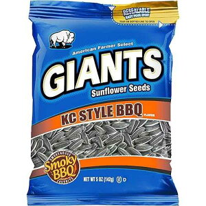 GIANTS KC Style BBQ Sunflower Seeds - Sunflower Seeds Bulk, Roasted Sunflower Seeds to Eat, Flavored Sunflower Seeds BBQ Flavor - 5 oz Resealable Bags (Pack of 12) GIANTS SUNFLOWER SEEDS GIANTS KC Style BBQ Sunflower