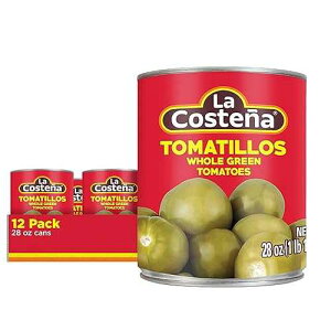 La Costena Canned Tomatillos for Mexican Food, Tomatillo Salsa, Salsa Verde, Green Enchilada Sauce, Taco Sauce, Pico de Gallo & Tomato Soup - Pickled Green Tomatoes - 28oz, 12 Pack Canned Vegetables La Costena La