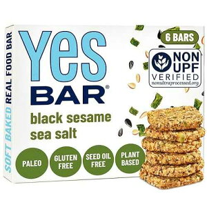 YES Nut Bars - Black Sesame Sea Salt - Soft Chewy Healthy Snack Bars Made with Organic Maple Syrup - Vegan, Paleo, Gluten Free, No Refined Sugar, Dairy Free, Plant Based Protein, Low Sugar - 6 Count The YES Bar