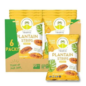 ARTISAN TROPIC Plantain Strips Naturally Sweet - 6 Pack, 4.5oz - Vegan, Paleo, Gluten Free Chips - Whole 30 Approved Foods Non-GMO Healthy Snack for Lunches, Dipping, Parties - Baked Banana Chips ARTISAN TROPIC Plant