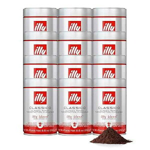 illy Ground Moka Coffee, Intenso Dark Roast, 100% Arabica, Premium Italian Coffee, Pre-Ground for Moka Pot or Stovetop Brewing, 8.8oz, 12 Pack