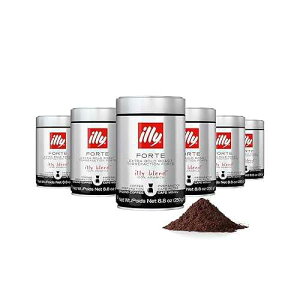 illy Ground Drip Coffee, Forte Dark Roast, 100% Arabica, Premium Italian Coffee, Pre-Ground for Drip Brewers, 8.8oz, 6 Pack