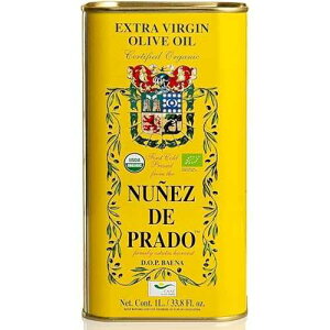 Nunez de Prado Extra Virgin Olive Oil, 33.8 Fl Oz (1Liter)- USDA Organic, DOP Baena, First Cold Pressed, Family Estate Harvest [Pack of 2] Nunez De Prado Nu ez de Prado Extra Virgin Olive Oil, 33.8 Fl Oz (