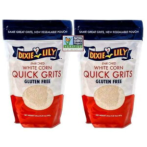 Dixie Lily White Corn Grits - Enriched With Iron, Niacin, Thiamine, Riboflavin - Classic Southern Taste - Certified Non-GMO - 2-Pack, 20oz