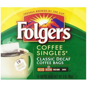 Folgers Coffee Singles NVbN fJtF R[q[obOA3 IX (12 pbN)ApbP[W͈قȂꍇ܂ Folgers Coffee Singles Classic Decaf Coffee Bags, 3 Ounce (Pack of 12), Pack May Vary