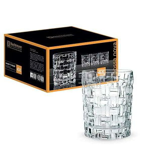 Nachtmann Dancing Stars Bossa Nova Collection Whiskey Tumblers / Set of 4 Clear Crystal Glass for Scotch, Cocktail, Liquor or Bourbon / 11 Ounce / Dishwasher safe