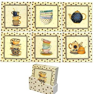 Sunflower Coasters Set of 6 with Holder - Farmhouse Floral Drink Coasters for Coffee Table & Kitchen - 4 Inch Absorbent Moisture Resistant Coasters with Assorted Sunflower Designs - Home Decor Gift BANBERRY DESIGNS Sunfl