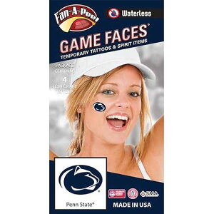 Penn State (PSU) Nittany Lions - Waterless Peel & Stick Temporary Spirit Tattoos - 4-Piece - Dark Royal Blue Lion Head Oval Logo FAN-A-PEEL Penn State (PSU) Nittany Lions Waterless Peel & Stick Temporary Spirit Tat