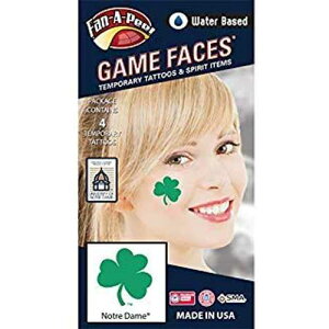Notre Dame (ND) Fighting Irish - Water Based Temporary Spirit Tattoos - 4-Piece - Green 3-Leaf Clover FAN-A-PEEL Notre Dame (ND) Fighting Irish Water Based Temporary Spirit Tattoos 4-Piece Green 3-Leaf Clover