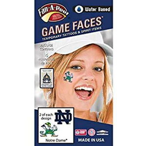 Notre Dame (ND) Fighting Irish - Water Based Temporary Spirit Tattoos - 4-Piece - 2 Leprechaun Logo & 2 Navy Blue ND Logo FAN-A-PEEL Notre Dame (ND) Fighting Irish Water Based Temporary Spirit Tattoos 4-Piece 2 Lep