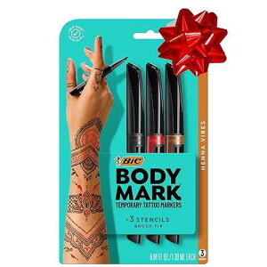 BIC BodyMark �ꎞ�I�ȃ^�g�D�[ �}�[�J�[�A�w�i �o�C�u�A�A�\�[�g �J���[�A3 �J�E���g BIC BodyMark Temporary Tattoo Marker, Henna Vibes, Assorted Colors, 3-Count - Amazon Vine