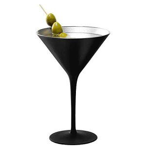 Stolzle Lausitz Olympia 8 Oz Martini Glasses (Set of 2) - Sleek Design with Shimmery Finish, Lead-Free Crystal, Dishwasher Safe, Gatsby-Themed Elegance for Cocktail Lovers (Black/Silver) Stolzle Lausitz St lzle Lausi
