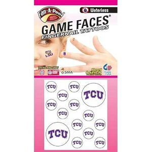 FAN-A-PEEL Texas Christian University (TCU) Horned Frogs - 14-Pack Peel & Stick Temporary Tattoos - Purple & White, Water Resistant, Horned Frog Pattern, Ages Youth & Adult