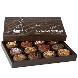 GRANNY BELLA'S FRESH DELIGHTS Granny Bellas Mothers Day 12 Chocolate Covered Cookies, Gift Basket for Him, Her Gourmet Candy Spring Baskets Treats Gifts Box for Food Delivery for Mother, Mom, Wife, Grandmother, Grand