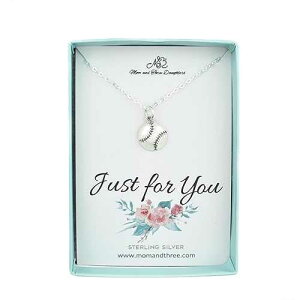 MOM & THREE DAUGHTERS Softball Necklace in Sterling Silver / 16 Cable Chain / Gift for Teen / 16mm x 10mm